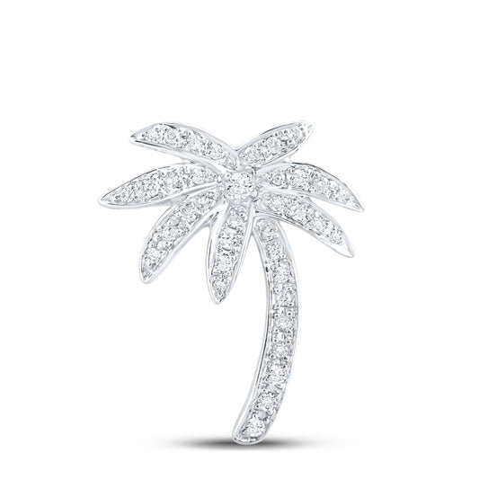 0.26 Ctw Natural Diamond Pam Tree Gift Pendant in 14k White Gold