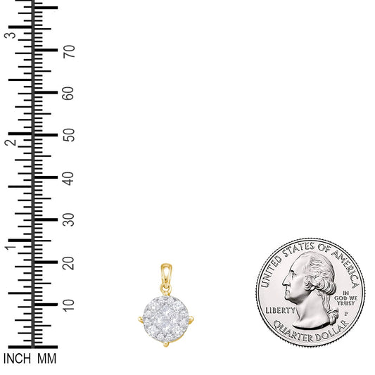 2 Ctw Natural Diamond Fashion Round Circle Shape Pendant in 14k Yellow Gold