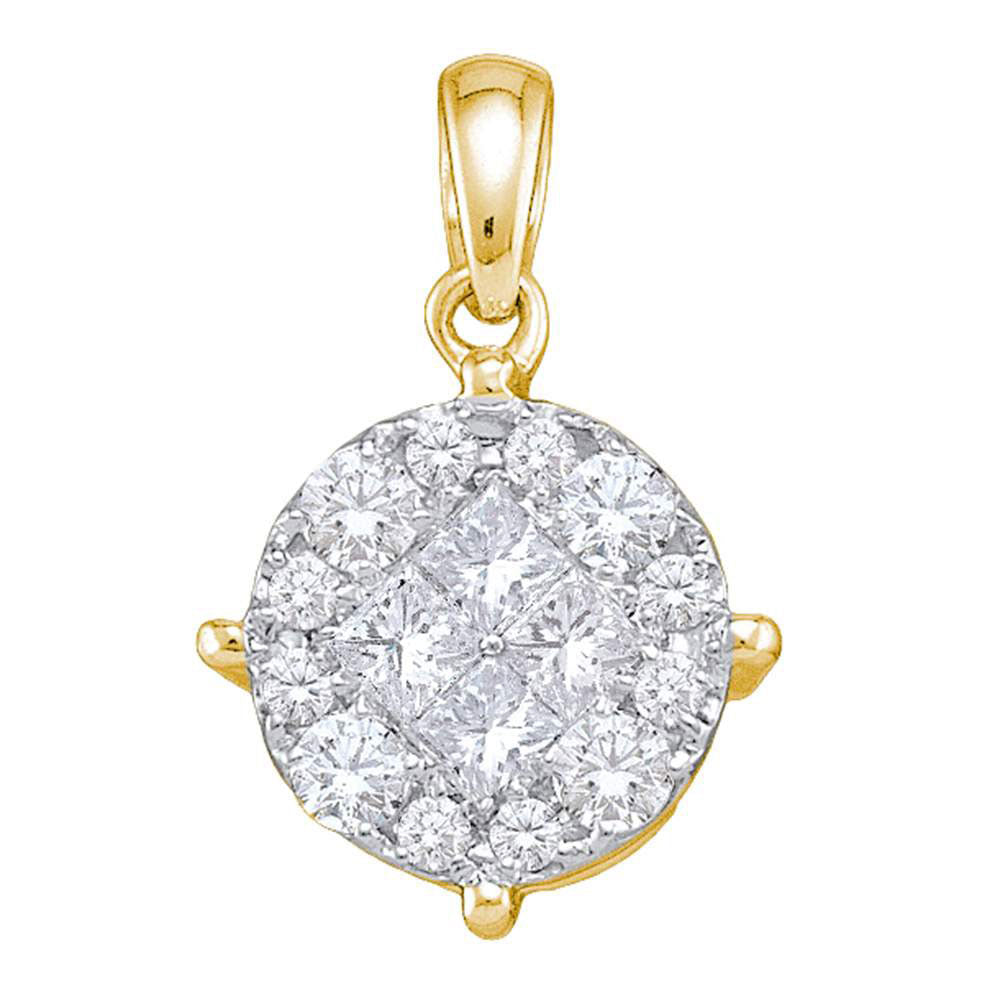 2 Ctw Natural Diamond Fashion Round Circle Shape Pendant in 14k Yellow Gold