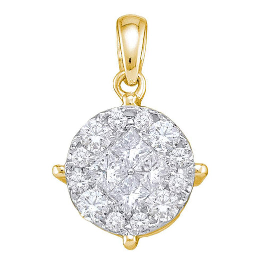 2 Ctw Natural Diamond Fashion Round Circle Shape Pendant in 14k Yellow Gold