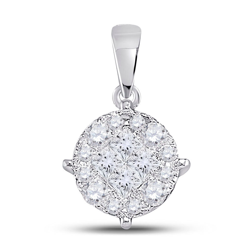 2 Ctw Natural Diamond Fashion Round Circle Shape Pendant in 14k White Gold