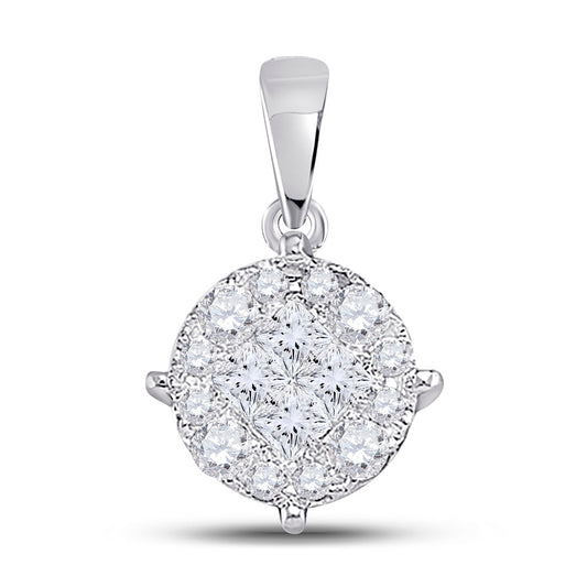 2 Ctw Natural Diamond Fashion Round Circle Shape Pendant in 14k White Gold