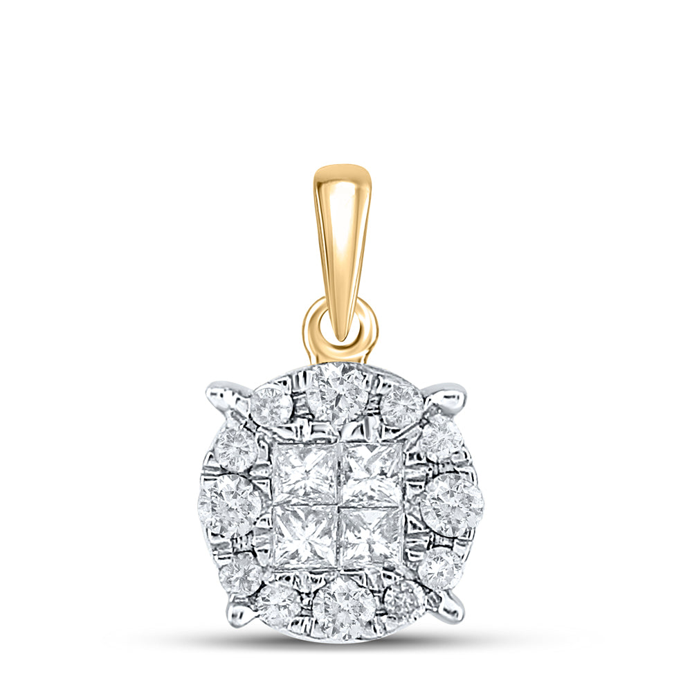 0.25 Ctw Natural Diamond Round Shape Gift Pendant in 14k Yellow Gold