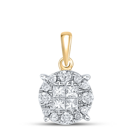 0.25 Ctw Natural Diamond Round Shape Gift Pendant in 14k Yellow Gold