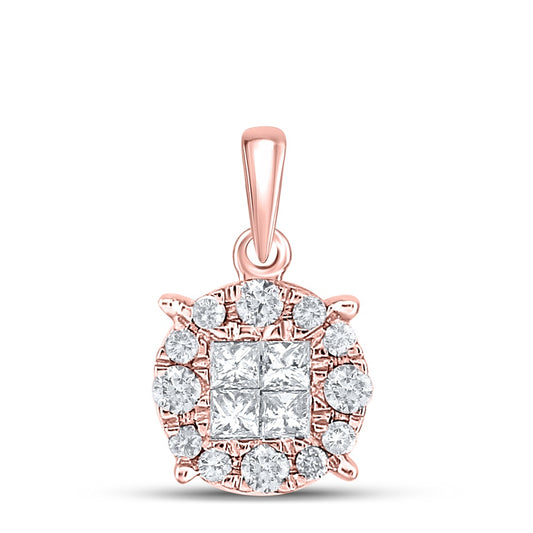 0.25 Ctw Natural Diamond Round Shape Gift Pendant in 14k Rose Gold