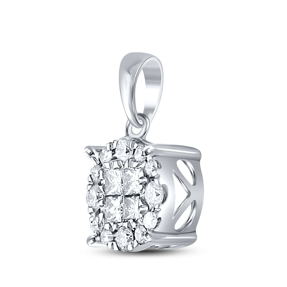0.25 Ctw Natural Diamond Round Shape Gift Pendant in 14k White Gold