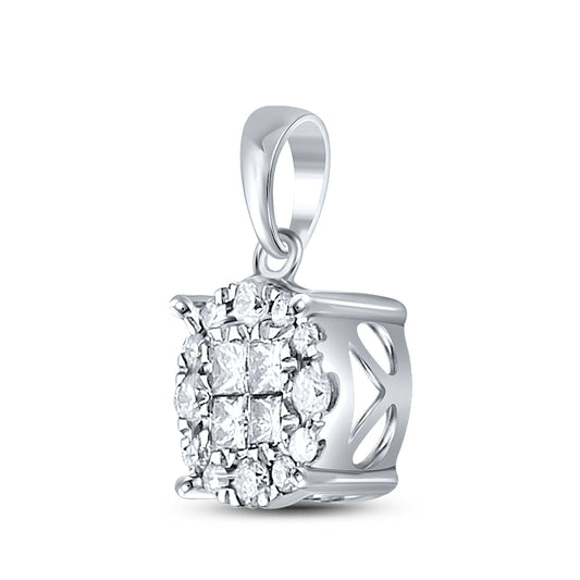 0.25 Ctw Natural Diamond Round Shape Gift Pendant in 14k White Gold