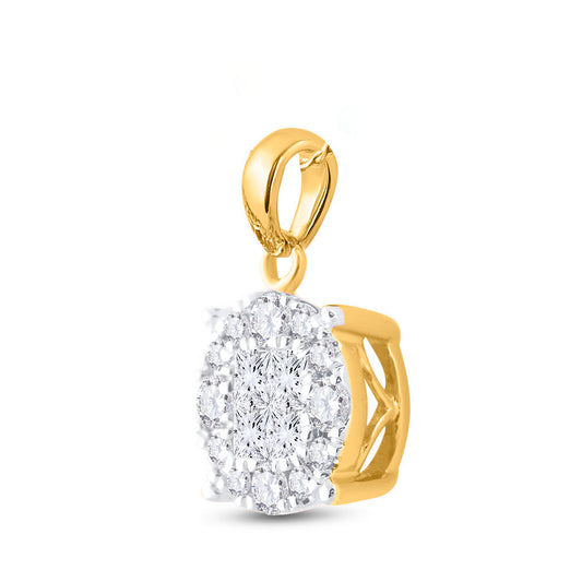 0.5 Ctw Natural Diamond Gift Cluster Pendant in 14k Yellow Gold