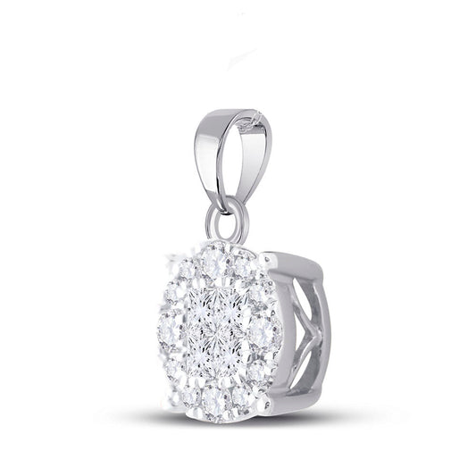 0.5 Ctw Natural Diamond Gift Cluster Pendant in 14k White Gold