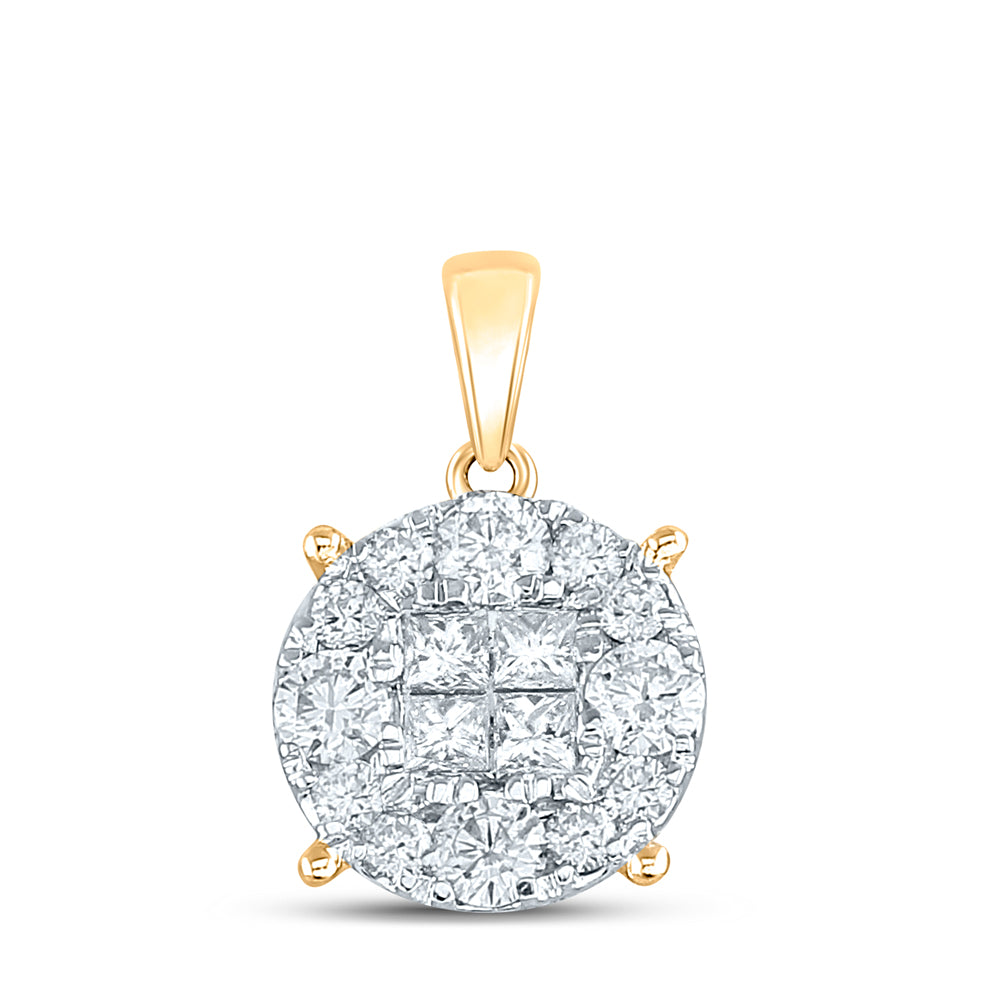1.01 Ctw Natural Diamond Fashion Gift Round Shaped Pendant in 14k Yellow Gold