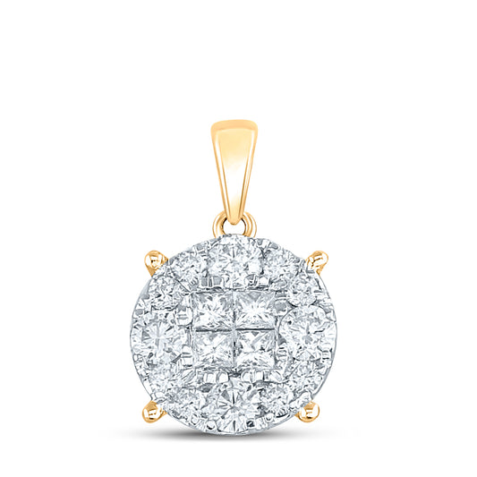 1.01 Ctw Natural Diamond Fashion Gift Round Shaped Pendant in 14k Yellow Gold