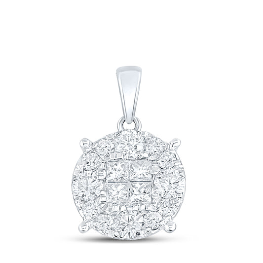 1.01 Ctw Natural Diamond Fashion Gift Round Shaped Pendant in 14k White Gold