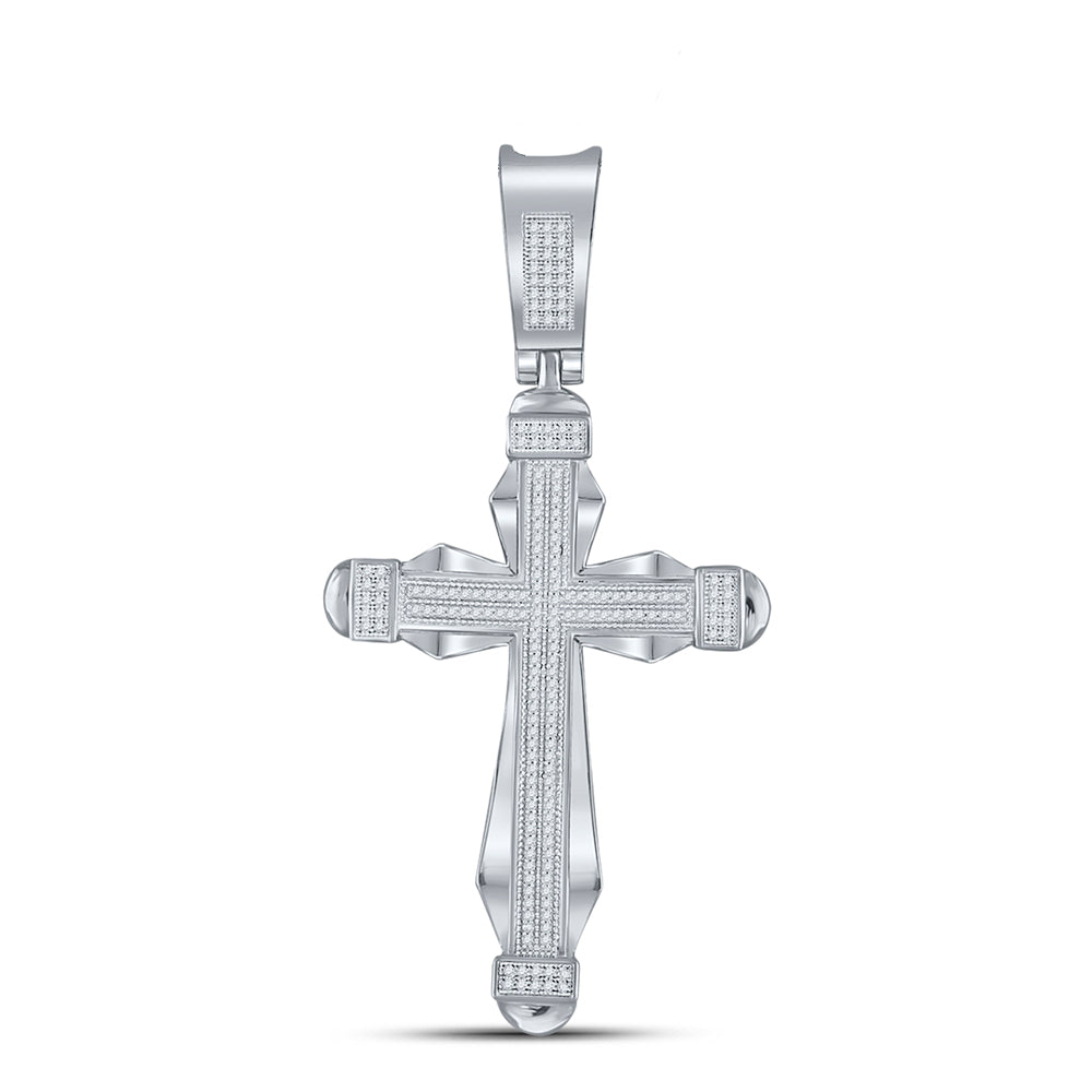 0.5 Ctw Natural Diamond Hiphop Cross Religious Pendant in 10k White Gold