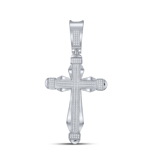 0.5 Ctw Natural Diamond Hiphop Cross Religious Pendant in 10k White Gold