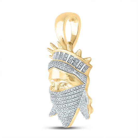 0.62 Ctw Natural Diamond Masked Statue of Liberty Pendant in 10k Yellow Gold