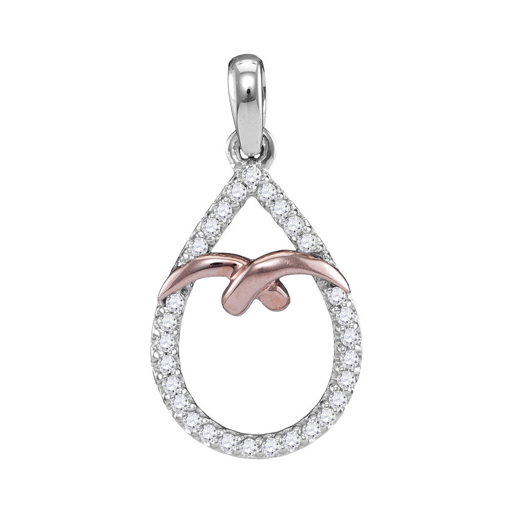 0.15 Ctw Natural Diamond Open Teardrop Pendant in 10k Two-tone Gold