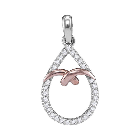 0.15 Ctw Natural Diamond Open Teardrop Pendant in 10k Two-tone Gold