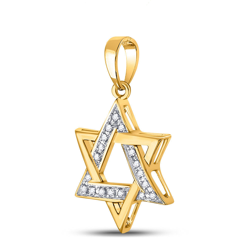 0.1 Ctw Natural Diamond Star Of David Pendant in 10k Yellow Gold