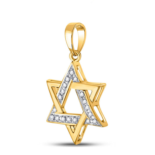 0.1 Ctw Natural Diamond Star Of David Pendant in 10k Yellow Gold