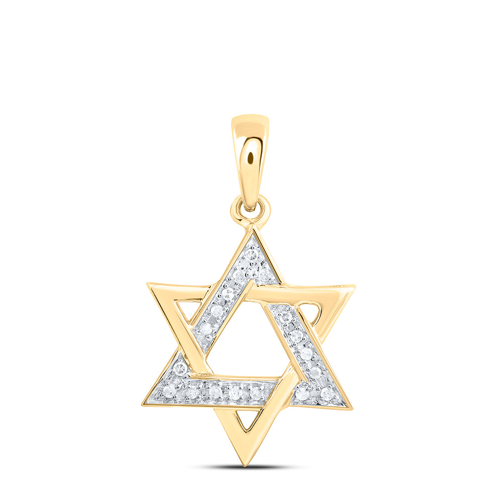 0.1 Ctw Natural Diamond Star Of David Pendant in 14k Yellow Gold