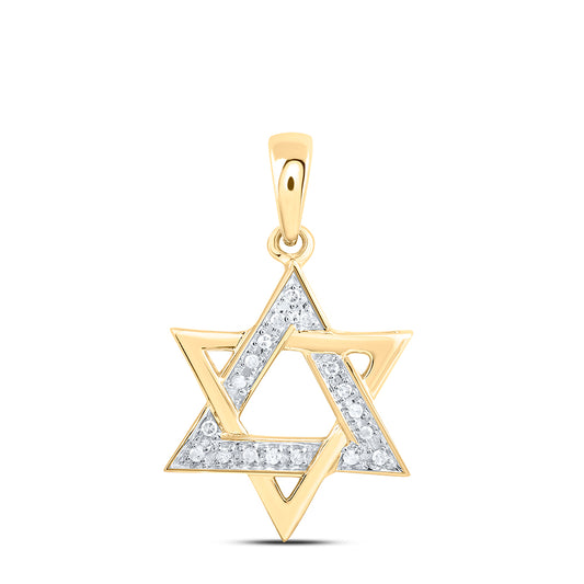 0.1 Ctw Natural Diamond Star Of David Pendant in 14k Yellow Gold