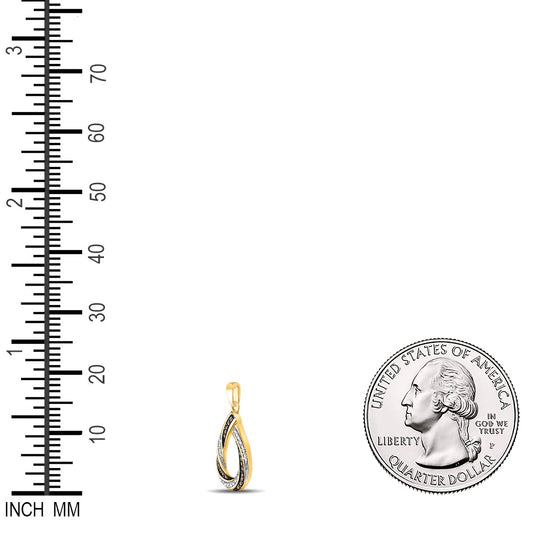 0.25 Ctw Natural Diamond Brown Chocalate Teardrop Pendant in 10k Yellow Gold