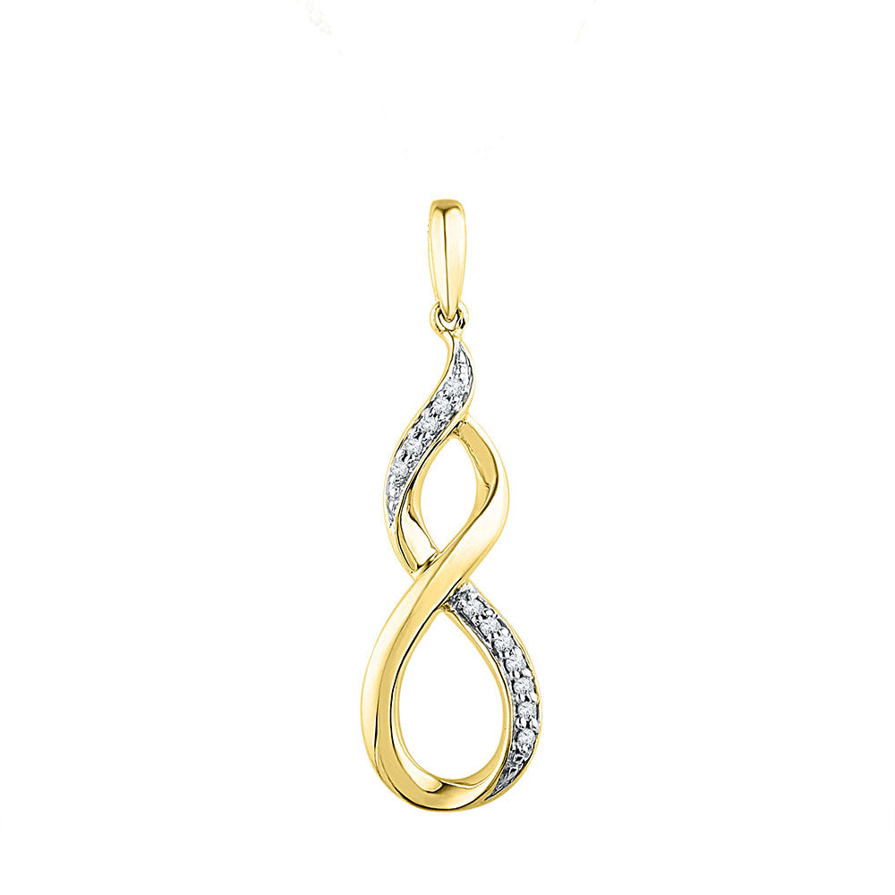 0.05 Ctw Natural Diamond Infinity Gift Pendant in 10k Yellow Gold