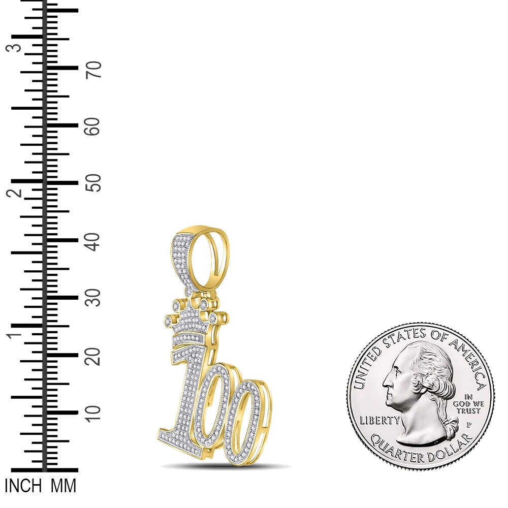 0.5 Ctw Natural Diamond Crown Hundren 100 Pendant in 10k Yellow Gold