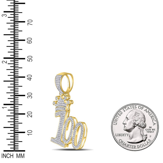 0.5 Ctw Natural Diamond Crown Hundren 100 Pendant in 10k Yellow Gold