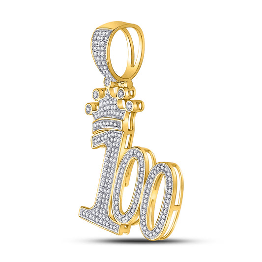 0.5 Ctw Natural Diamond Crown Hundren 100 Pendant in 10k Yellow Gold