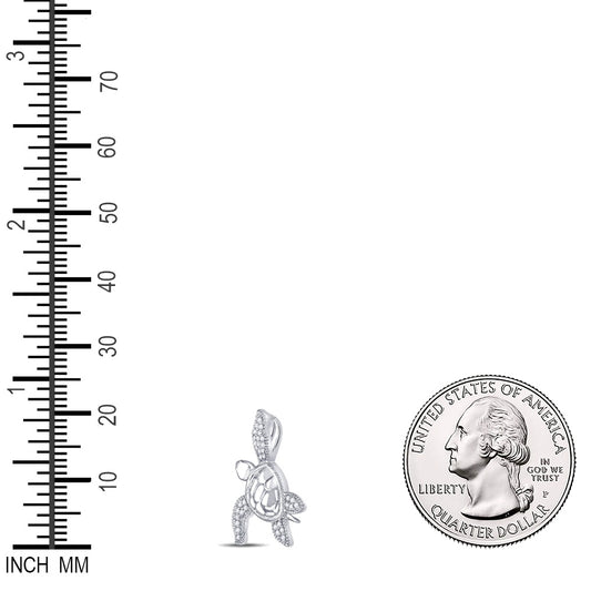 0.1 Ctw Natural Diamond Turtle Gift Pendant in 10k White Gold
