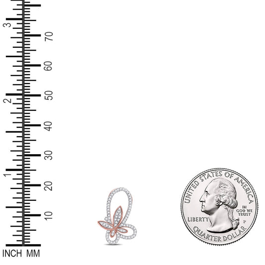 0.25 Ctw Natural Diamond Double Butterfly Pendant in 10k Rose Gold