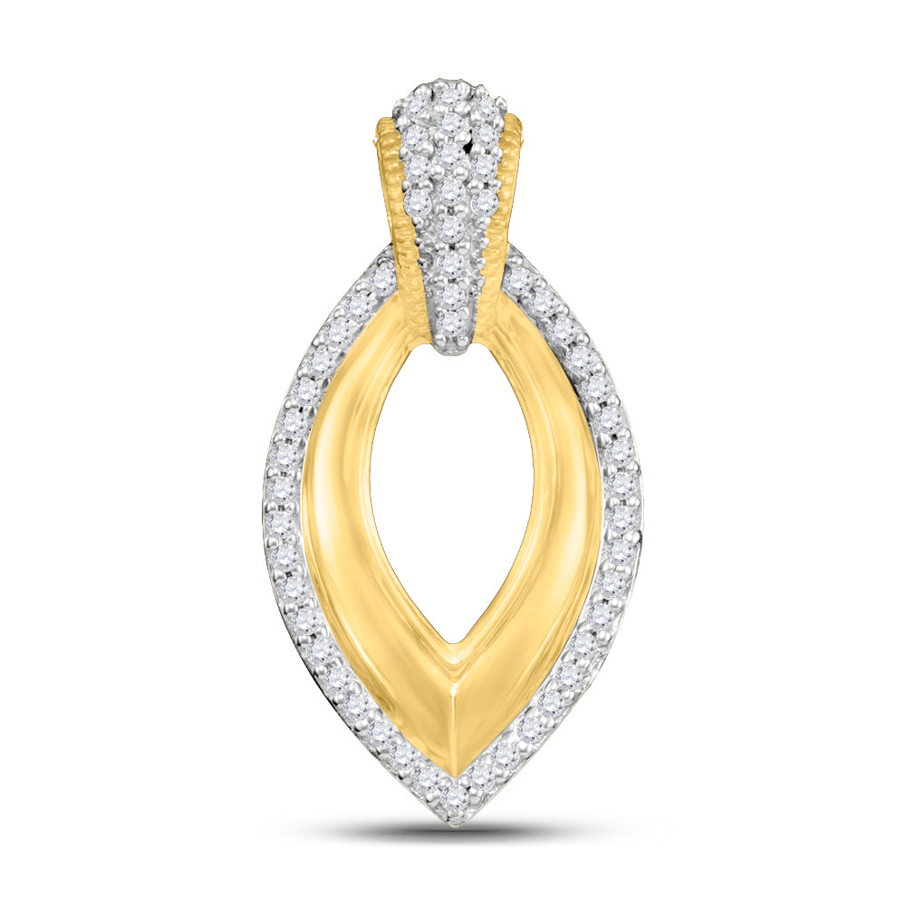 0.15 Ctw Natural Diamond Stylized Marquise Pendant in 10k Yellow Gold