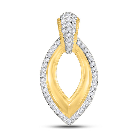 0.15 Ctw Natural Diamond Stylized Marquise Pendant in 10k Yellow Gold