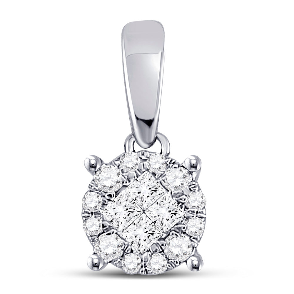 0.16 Ctw Natural Diamond Tiny Round Pendant in 14k White Gold