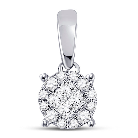 0.16 Ctw Natural Diamond Tiny Round Pendant in 14k White Gold