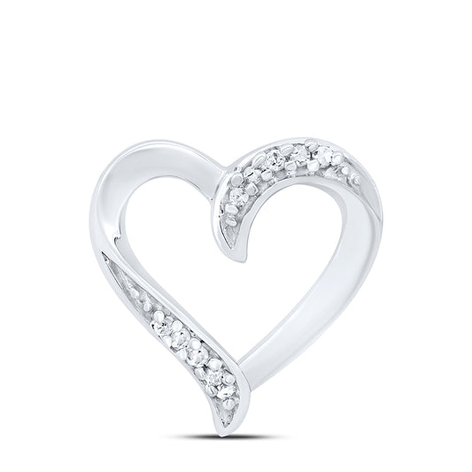 0.03 Ctw Natural Diamond Open Heart Pendant in 10k White Gold