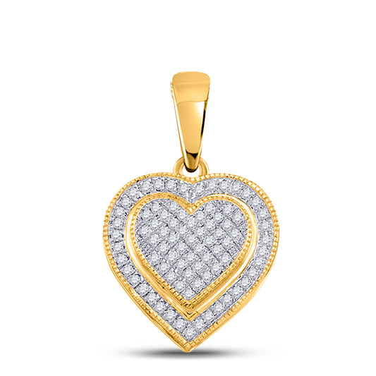 0.15 Ctw Natural Diamond Cluster Heart Pendant in 10k Yellow Gold