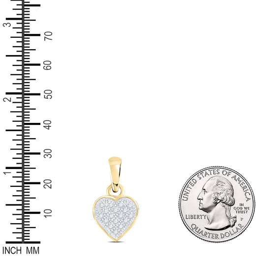 0.05 Ctw Natural Diamond Cluster Heart Gift Pendant in 10k Yellow Gold
