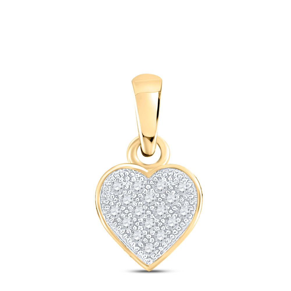 0.05 Ctw Natural Diamond Cluster Heart Gift Pendant in 10k Yellow Gold