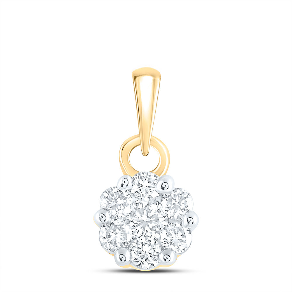 0.25 Ctw Natural Diamond Round Shape Gift Pendant in 14k Yellow Gold