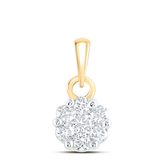 0.25 Ctw Natural Diamond Round Shape Gift Pendant in 14k Yellow Gold