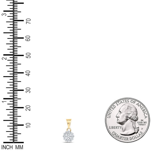0.5 Ctw Natural Diamond Tiny Flower Pendant in 14k Yellow Gold