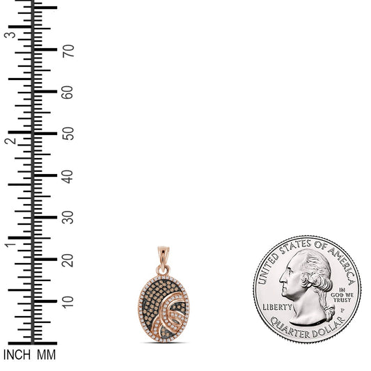 0.25 Ctw Natural Diamond Brown Chocolate Oval Pendant in 10k Rose Gold