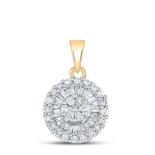 0.61 Ctw Natural Diamond Gift Fashion Round Shaped Pendant in 14k Yellow Gold