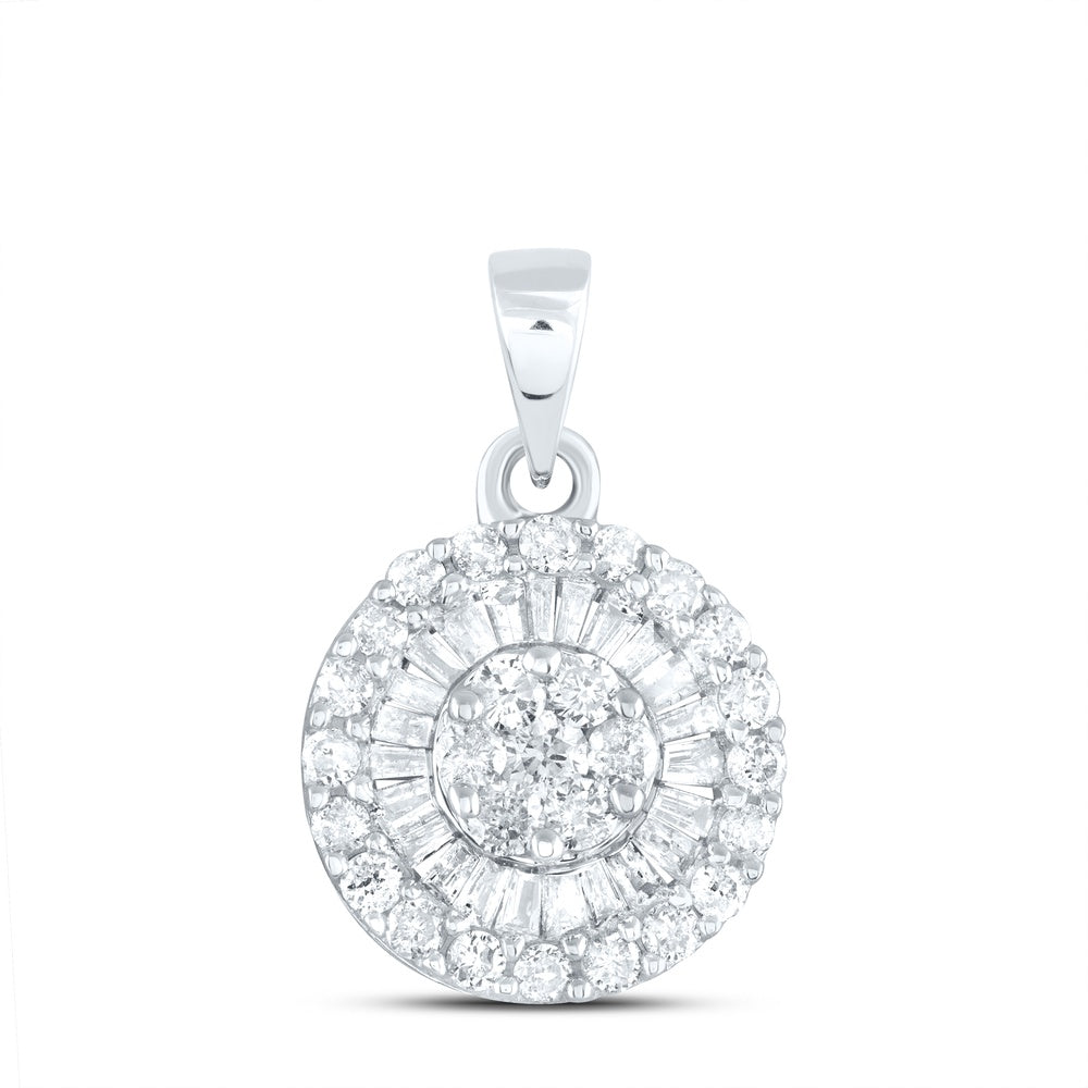 0.59 Ctw Natural Diamond Gift Fashion Round Shaped Pendant in 14k White Gold