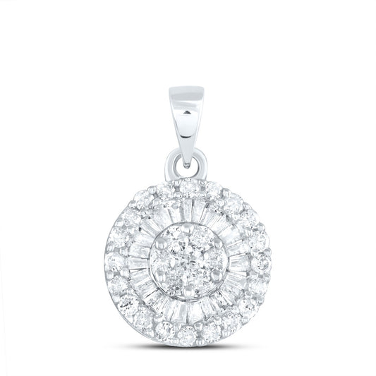 0.59 Ctw Natural Diamond Gift Fashion Round Shaped Pendant in 14k White Gold