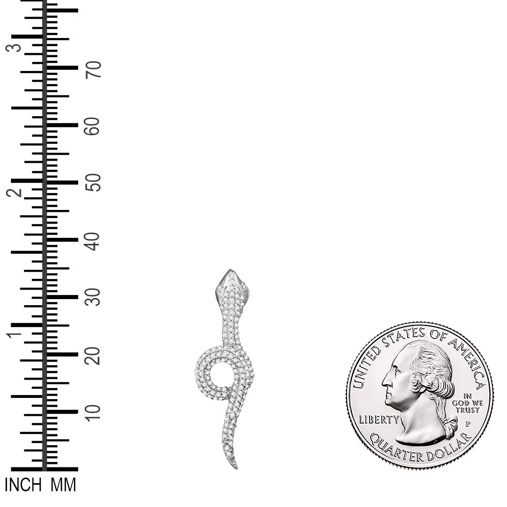 0.36 Ctw Natural Diamond Snake Animal Pendant in 10k White Gold