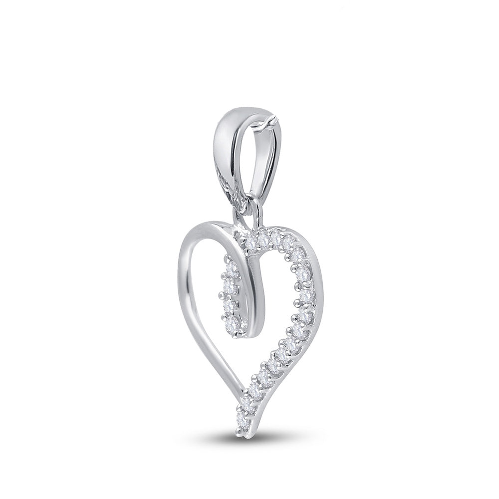 0.1 Ctw Natural Diamond Open Heart Pendant in 10k White Gold