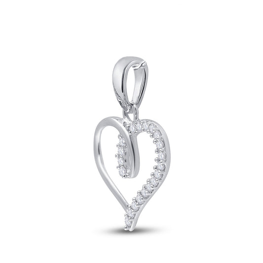 0.1 Ctw Natural Diamond Open Heart Pendant in 10k White Gold